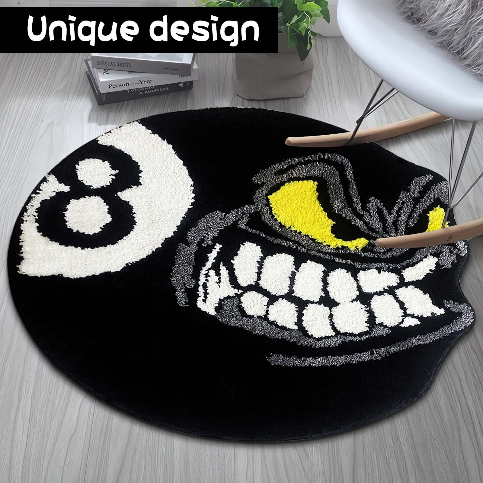HYPEECE Angry 8 Ball Rug, Cool Rugs for Bedroom Hypebeast Rug, Black ...